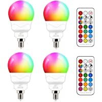 Bombilla LED E14 5W (equivalente a 40W) Colores RGBW Cambio de Color RGB 5700K Blanco frio Regulable casquillo fino…